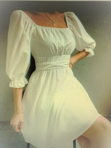 Adult Female Costumes to Hire - Ruffle cuff white dress